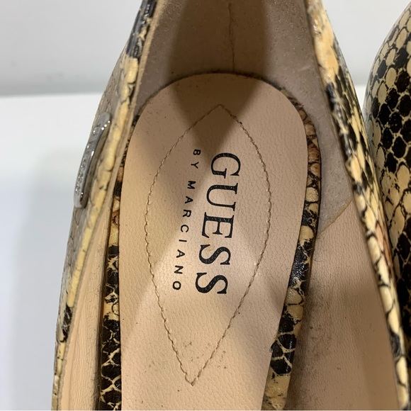 GUESS by Marciano Brown Tan Snakeskin Print Open Toe Kitty Heels Shoes Size 6 - Picture 3 of 13